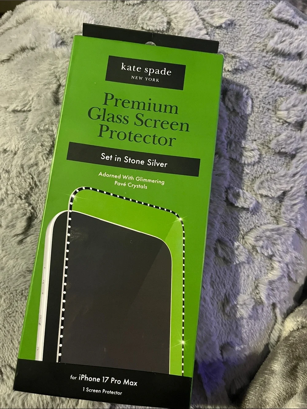 kate spade Silver Pavé Crystal Glass Screen Protector for iPhone 17 Pro Max